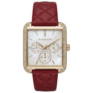 Michael Kors: Michael Kors Pyper Red Leather Strap Women's Watch - MK2770