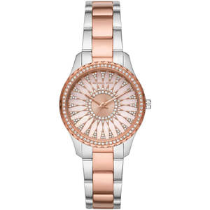 Michael Kors: Michael Kors Layton Three Hand Pink Dial Two Tone Steel Strap Watch For Women - MK6894