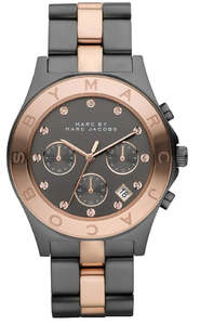 Marc By Marc Jacobs: Marc By Marc Jacobs Blade Chronograph Grey Dial Two Tone Watch MBM8583