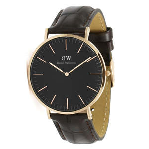 Daniel Wellington York 40mm Black Dial Black Genuine Leather Men's Gold Wat&hellip;