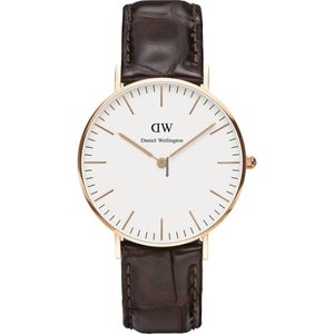 Daniel Wellington Classic York 36mm White Dial Dark Brown Genuine Leather Gold W&hellip;