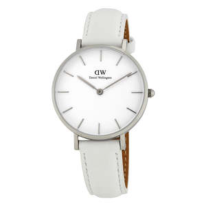 Daniel Wellington Petite Bondi 32mm White Dial Genuine Leather Women's Silv&hellip;