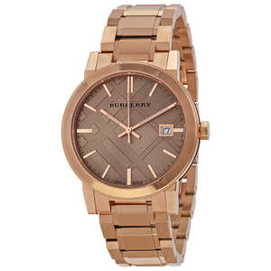 Burberry The City Rose Check Stamped Dial Rose Gold Stainless Steel Women's BU9034
