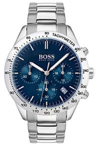 Mens Watches: Hugo Boss Chronograph VANGUARD Black Leather Strap Men's Watch 1513582