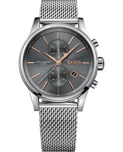 Mens Watches: Hugo Boss Jet Chronograph Grey Dial Silver Mesh Bracelet Watch for Men - 1513440