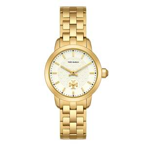 Tory Burch Beige Pattern Dial Gold Stainless Steel Strap TBW1053