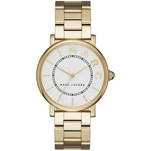 Womens Watches: Marc Jacobs Roxy White Dial Gold Steel Strap Women Watch - MJ3522