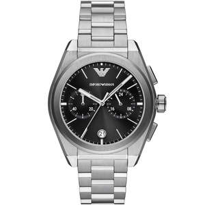 Emporio Armani Federico Chronograph Black Dial Silver Men's Watch - AR11560