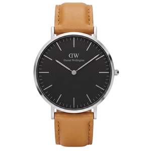 Daniel Wellington Durham 36mm Black Dial Brown Genuine Leather Silver Watch - DW00100144