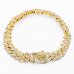 Big Daddy 14MM Full Iced Out Cuban Gold Bracelet 8 Inch (Defect)