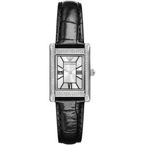Emporio Armani Womens Watches: Emporio Armani Genni Rectangular Black Patterned Genuine Leather Women's Watch - AR11623