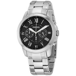 Fossil Grant Chronograph Black Dial Stainless Steel Watch FS4736