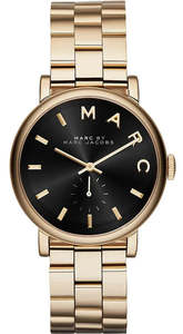 Marc By Marc Jacobs Baker Black Dial Gold Tone Watch - MBM3355