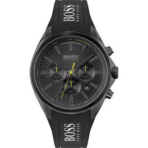 Hugo Boss: Hugo Boss Distinct Chronograph Black Dial Black Silicone Strap Watch for Men - 1513859