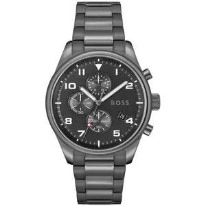 Hugo Boss: Hugo Boss View Chronograph Grey Dial Grey Steel Strap Watch For Men - 1513991