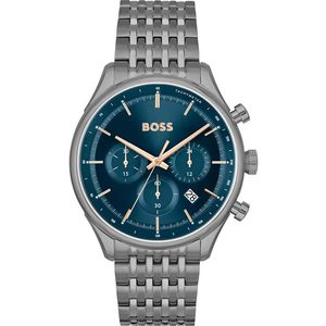 Hugo Boss: Hugo Boss Gregor Chronograph Blue Dial Grey Steel Strap Watch For Men - 1514083