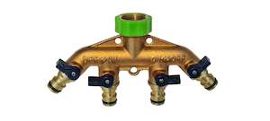 Brass 4 Way Tap Adaptor - Click On