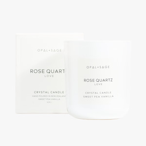 Opal Sage: Rose Quartz Crystal Candle | LOVE