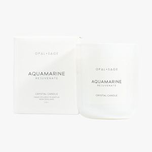 Opal Sage: Aquamarine Crystal Candle | REJUVENATE