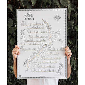 Art: Te Araroa Trail Illustrated Map Print A2