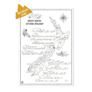 Art: Great Walks of NZ Hike & Scratch Print A2