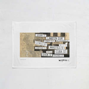 Wellington Book Road Signs Tea Towel