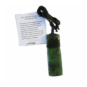 Jewellery: Greenstone Toki Pendant Bound 6cm