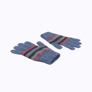 Merino Wool: Possum Merino Striped Gloves, Bluebell
