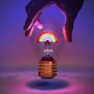 Lightbulb Lamp, Rainbow