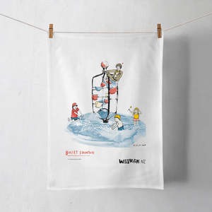 Coolest Capital: Wellington Book Bucket Fountain Tea Towel