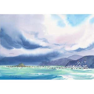 Approaching Storm, Island Bay, Wellington A4 Print