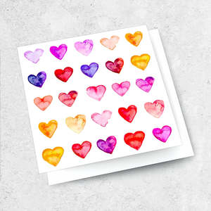Books Stationery All: Watercolour Hearts - Greeting Card