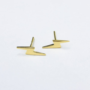 Jewellery: Gold Plated Lightning Bolt Studs s/s