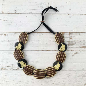 Polynesian Weave Tiki Standout Cameo Necklace