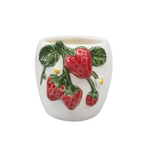 Strawberry Planter White & Red 12cm