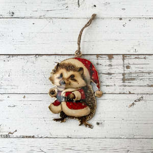 Vintage Tin Hedgehog Christmas Decoration