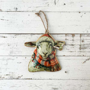 Vintage Tin Sheep Christmas Decoration