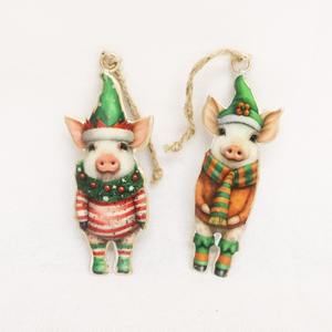 Vintage Tin Pig Christmas Decoration
