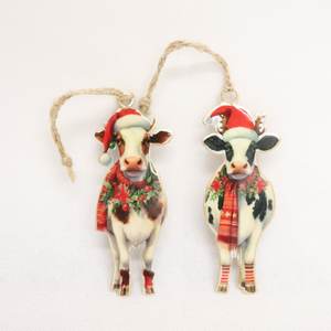 Vintage Tin Cow Christmas Decoration