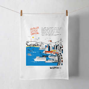 NZ Book Cool Capital Harbour Tea Towel