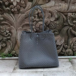 Bags Wallets: Grid Noir Turtle Tote Bag