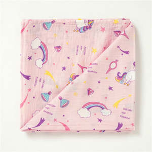All Baby And Child: Bamboo & Cotton Muslin Wrap, Pink Rainbow