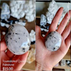Palm Stones: Tourmalated Quartz