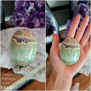 Palm Stones: Green Calcite 67mm
