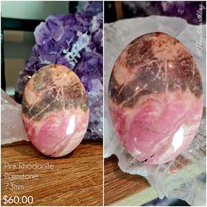 Palm Stones: Pink Rhodonite 73mm
