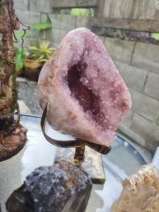 Giant Pink Amethyst Geode on Stand