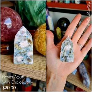 Crystal Points: Flower Agate with Chalcedony 55mm