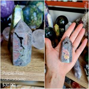 Crystal Points: Purple Flash Labradorite 70mm