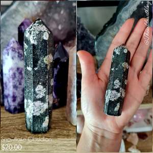 Crystal Points: Pink Snowflake Obsidian 91mm
