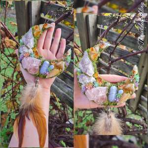 Hand Crafted Crystal Moons: Rose Quartz & Citrine Moon